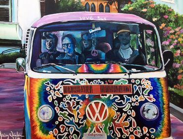 Acrylic psychedelic bus painting, San Francisco.
