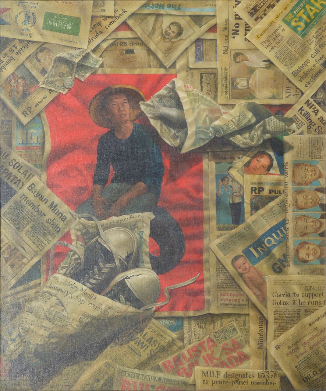 Mel Cabriana
"Talambuhay ni Juan"
Oil on Canvas
33 6/8in x 28in or 85.3cm x 71cm
2007