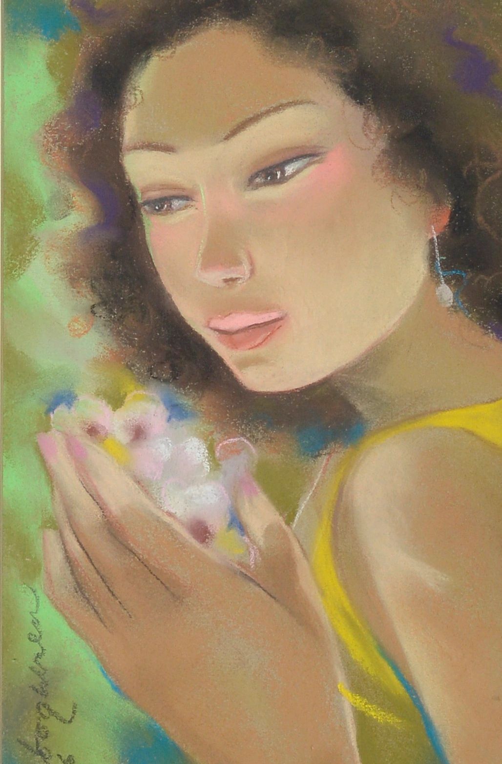 Remy Boquiren
"Morning Blooms"
Pastel on Paper
11in x 7 1/8in or 28cm x 19cm
2006