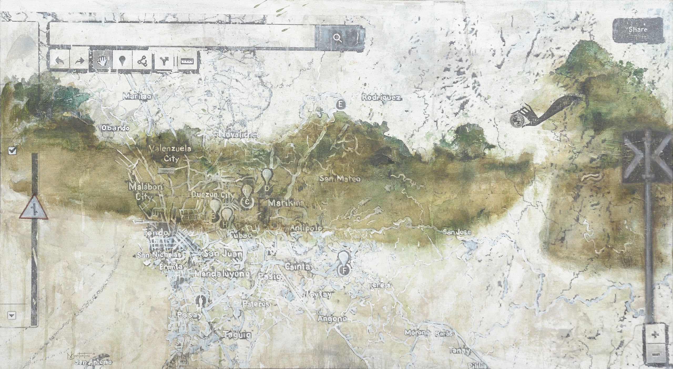 Ninel Constantino
"Crossing"
Acrylic on Canvas with Emulsion Transfer
24in x 48in
2014