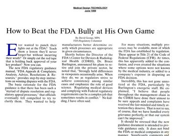 Authored: FDA Regulatory Affairs Monthly Column.