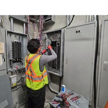 Commercial electrical panel and distribution work by VoltPro.