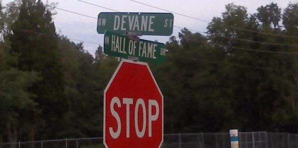 The corner of DeVane and the Hall of Fame. A lovely spot to stop and ponder.
