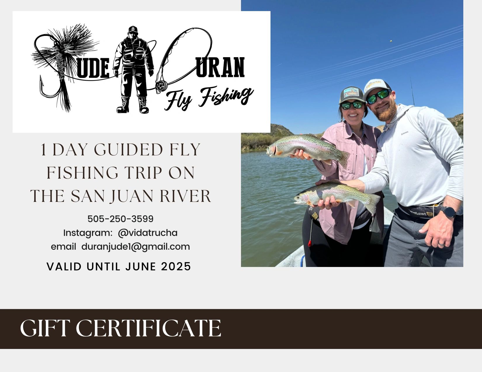 Gift certificate for Guided Fly Fishing Trip to the San Juan River in New Mexico