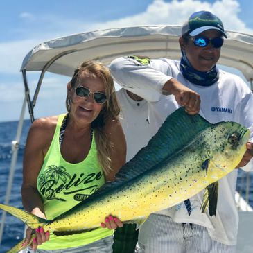 Deep Sea Fishing Mahi-mahi dorado dolphin fish with Edlin Leslie