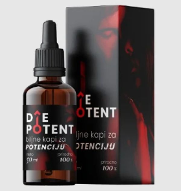 Bottle and box of Die Potent herbal drops for potency.