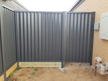 Standard Colorbond Fence with Sleepers and Colorbond Gate