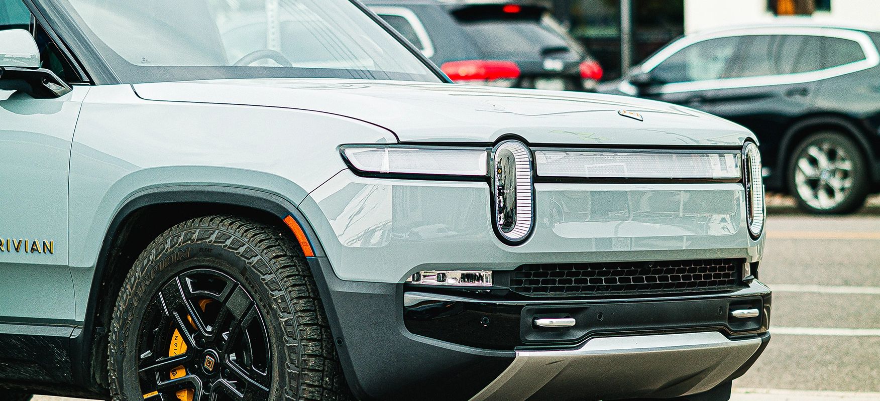 Side photo of the new Rivian SUV.