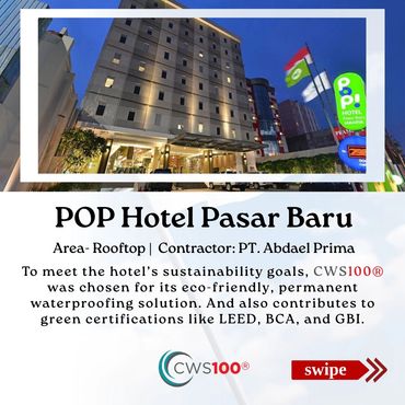 CWS100 is best waterproofing for hotels. Guests are happy to see a clean property with no leaks