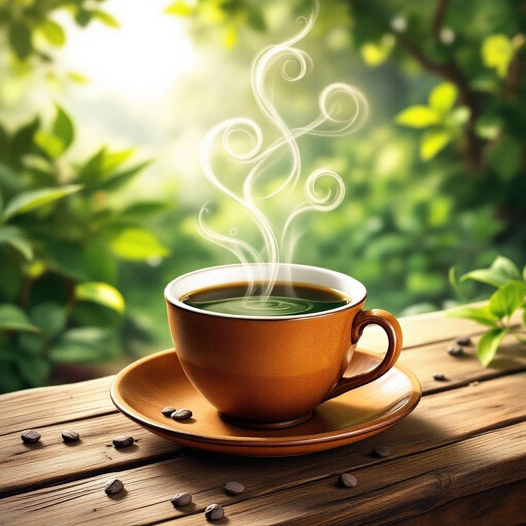 Hot cup of organic herbal tea.