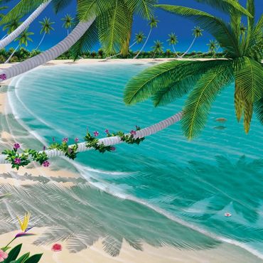 First Swim - Dan Mackin's Tropical Paintings of Paradise - Lithograph 21"x39"