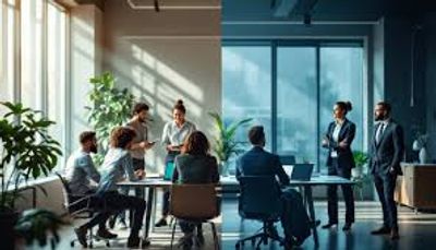 Team of professionals collaborating in a modern office space.