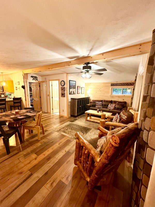 Living room view of Troy's Cabin