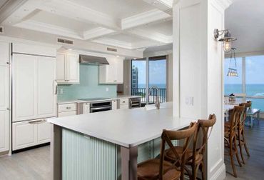 kitchen counters and cabinets