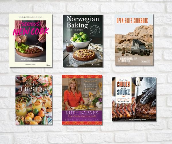 Collage of cookbooks. 