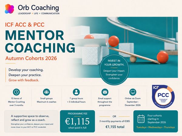 ICF Mentor coaching program details for Autumn 2026 by Orb Coaching.