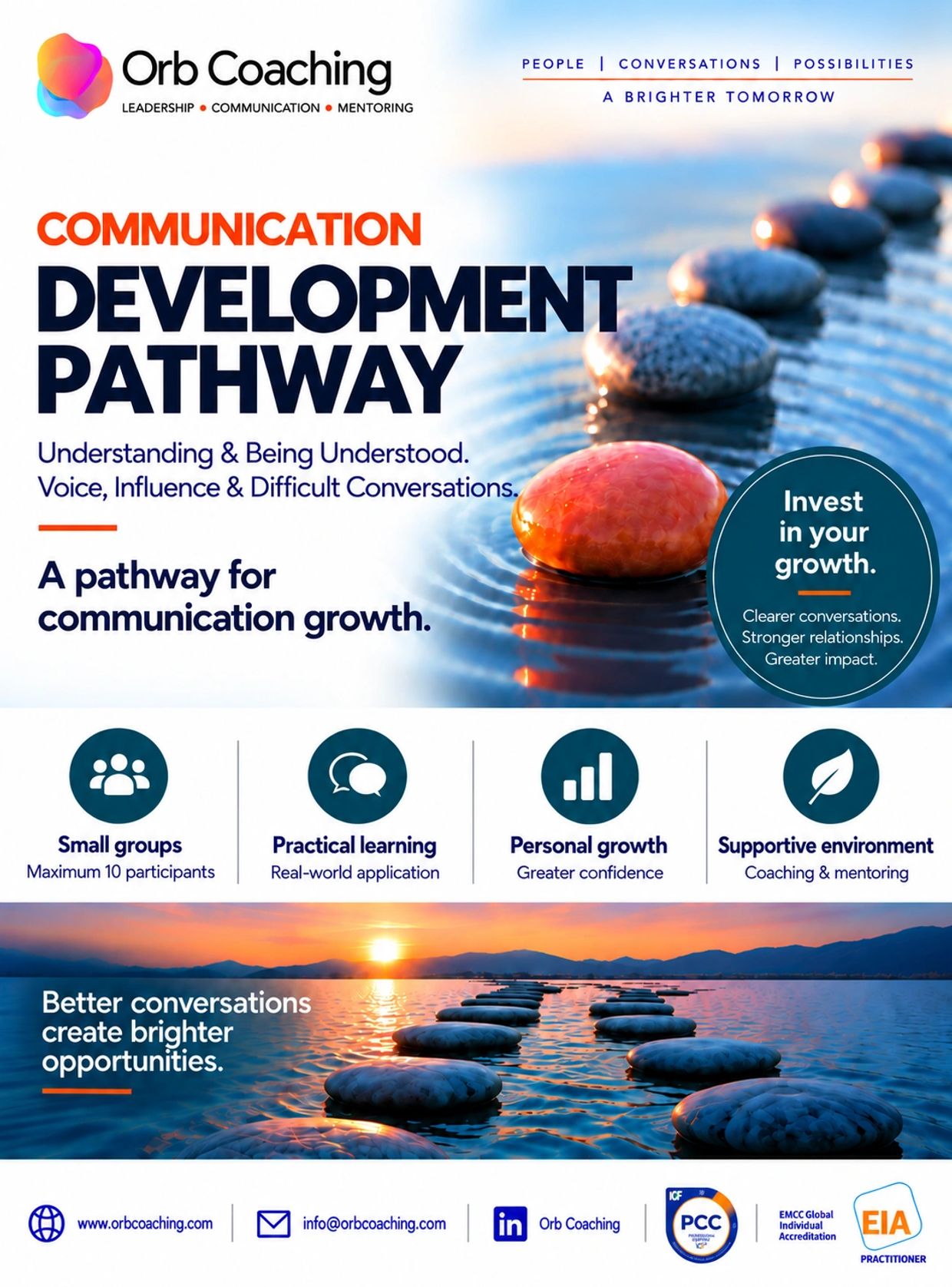 ORB Communication Development Pathway brochure introducing an experiential communication development