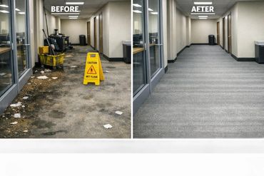 Office hallway cleaning before and after