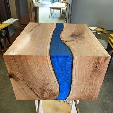 Waterfall river accent table with epoxy
