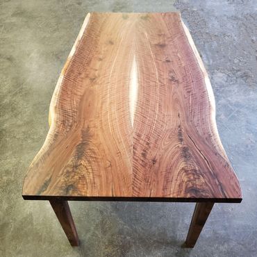 Bookmatched walnut live edge table
