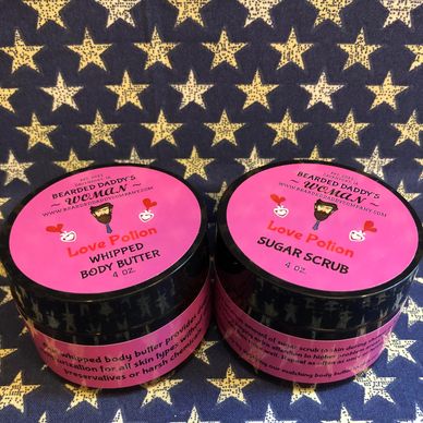 Whipped Body Butter & Sugar Scrub in a strawberry champagne scent