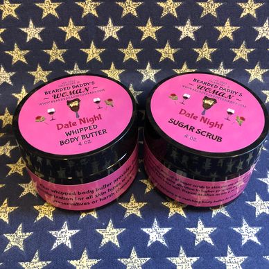 Whipped Body Butter & Sugar Scrub in a romantic scent of wine, roses & a cozy fire