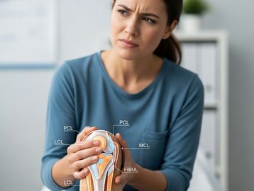 Woman holding her elbow, suffering from a joint injury