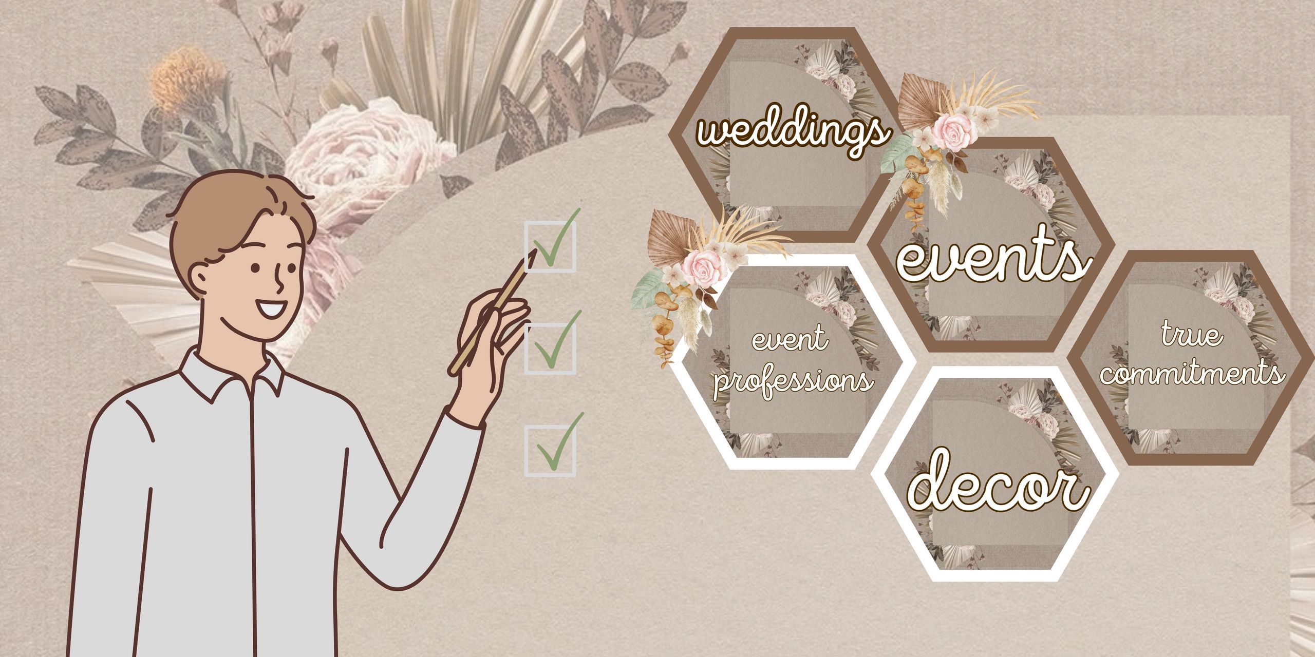 an event planner adding marking done to events weddings and decor services.