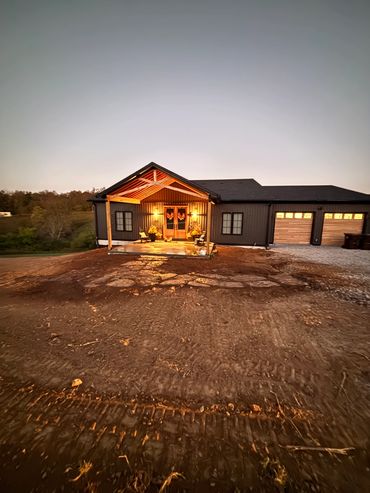 Natural stone walkway and finish grade.