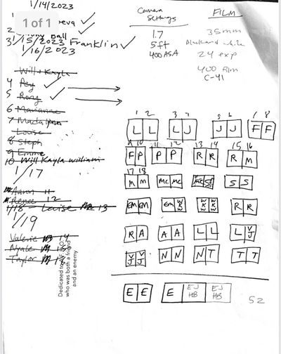 The portrait project mapped out on paper.