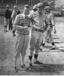 baseball legend Mickey Cochrane & photographer Bruce Murray at A's spring training Ft. Myers FL 1925