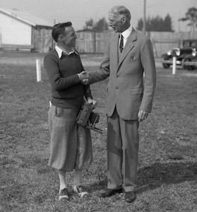 Famous baseball manager Connie Mack & photographer Bruce Murray spring training Ft.Myers Fl c 1927