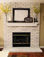 White Washed Fireplace painted fire place painted brick renovation updating fireplace White mantel