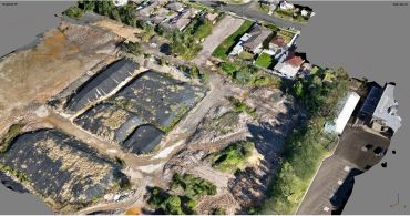 Drone aerial survey image of an industrial yard and surrounding properties in Sydney