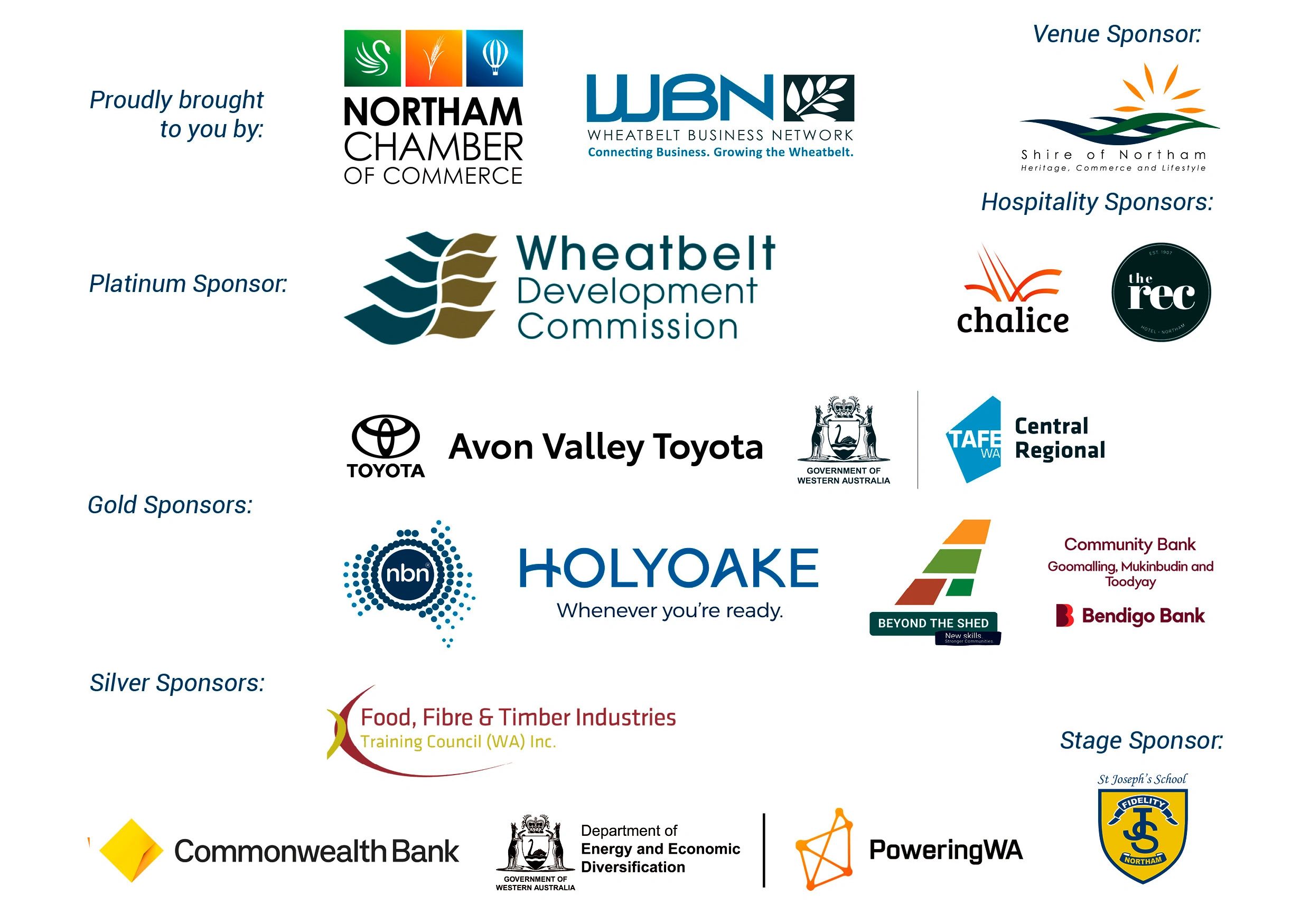 Various sponsors and their logos for an event.
