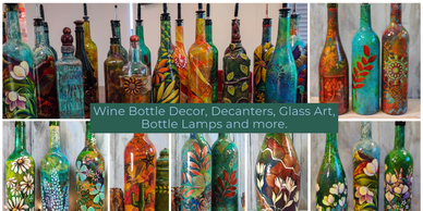 AudreyART.shop offers a selection of painted, mosaic bottles, jars and glassware . 