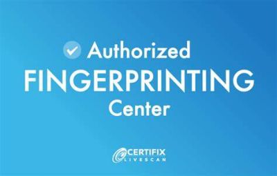 Authorized fingerprinting center sign.