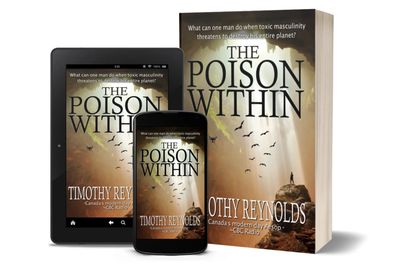 Book cover of "The Poison Within" by Timothy Reynolds shown on various devices.