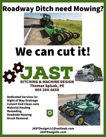 Roadway Ditch need Mowing Flyer, We Can Cut It! with detail of the dedicated services rights of way