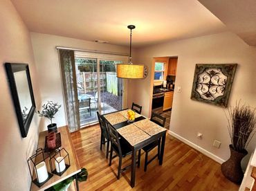 Dining room overlooking backyard