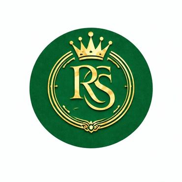 A gold crowned emblem with letters 'RS' on a green circular background.