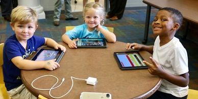 Crisp County Elementary students displaying current technology used to learn new skills.