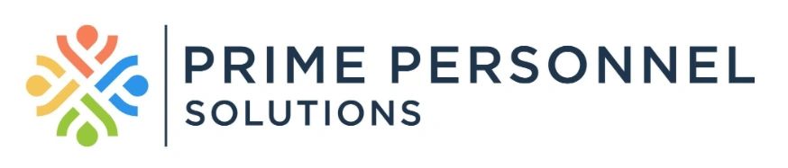 Prime Personnel Solutions logo with colorful abstract figures.