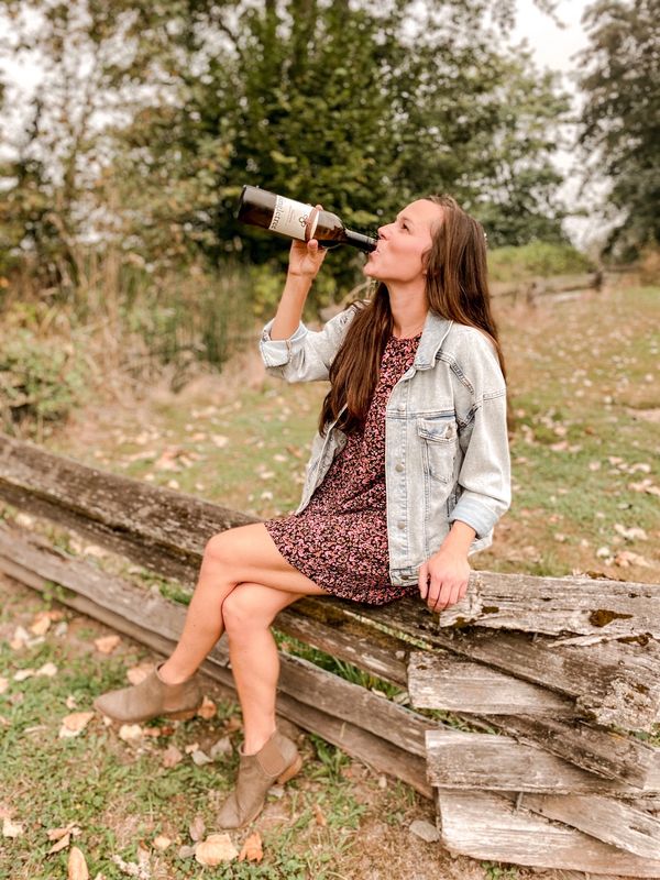 Drinking wine from the bottle
