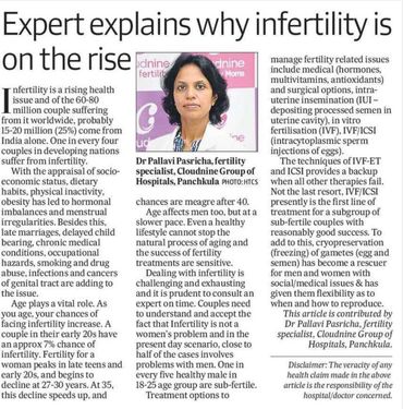 Dr Pallavi Pasricha explains why infertility is on the rise in the modern world