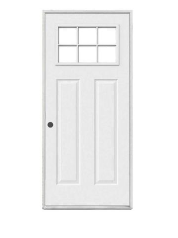 Six Lite Steel Front Door in White Color