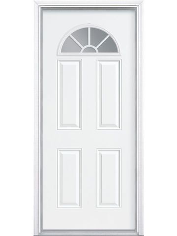 Fan Lite Steel Front Door in WHite Color

