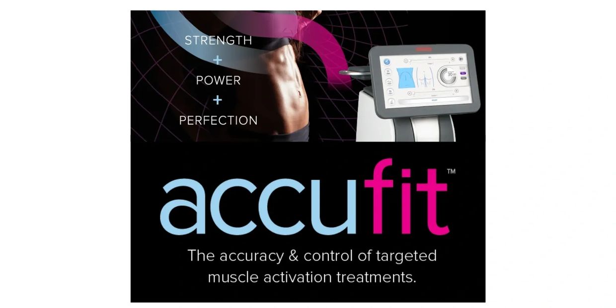 Accufit Muscle Toner Stimulator Logo - Strength, Power, and Perfection.
