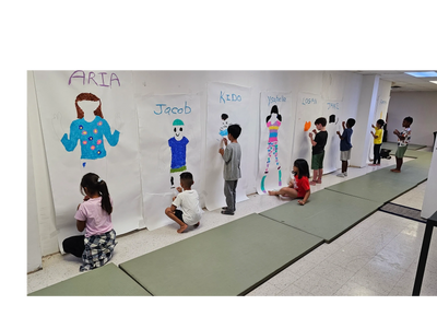 Cunningham Taekwondo students in after-school art activity.