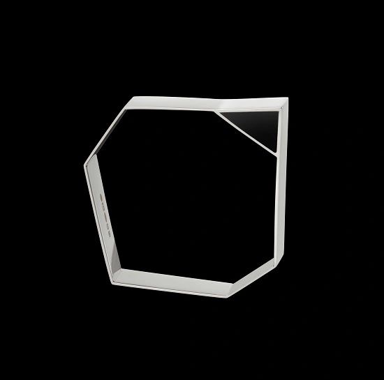 Geometrical silver bangle with black perspex decoration.
